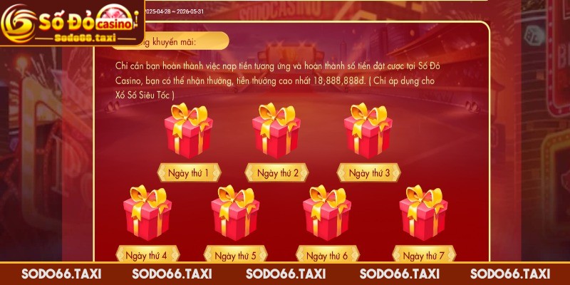 Cược Casino Mỗi Ngày Nhận Thưởng Lên Tới 18,888,888 VNĐ Chương trình cược casino mỗi ngày nhận thưởng tại SODO66